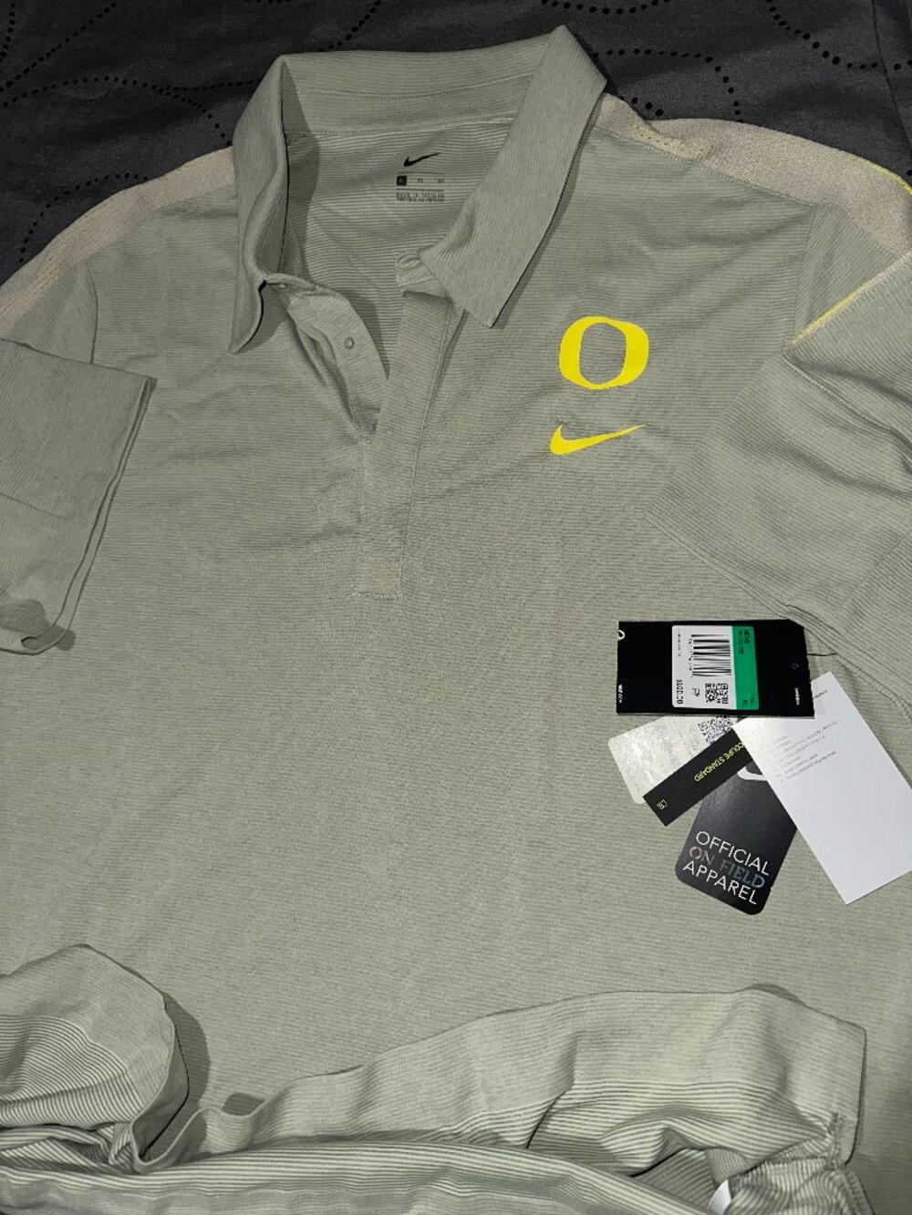 NIKE OREGON ON FIELD FOOTBALL #230 HEATHER BEIGE POLO SHIRT SIZE XL MEN NWT $100